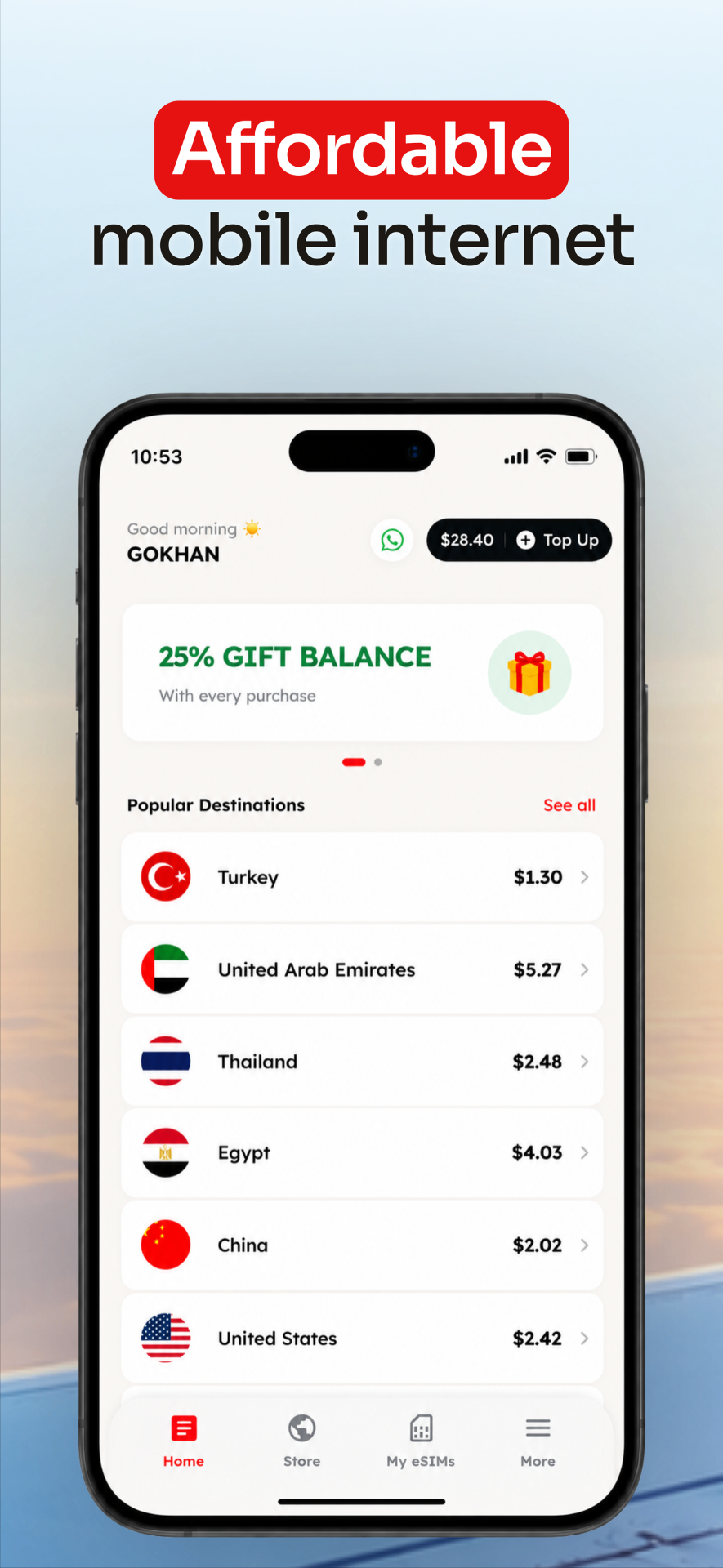 RedSim, Affordable data